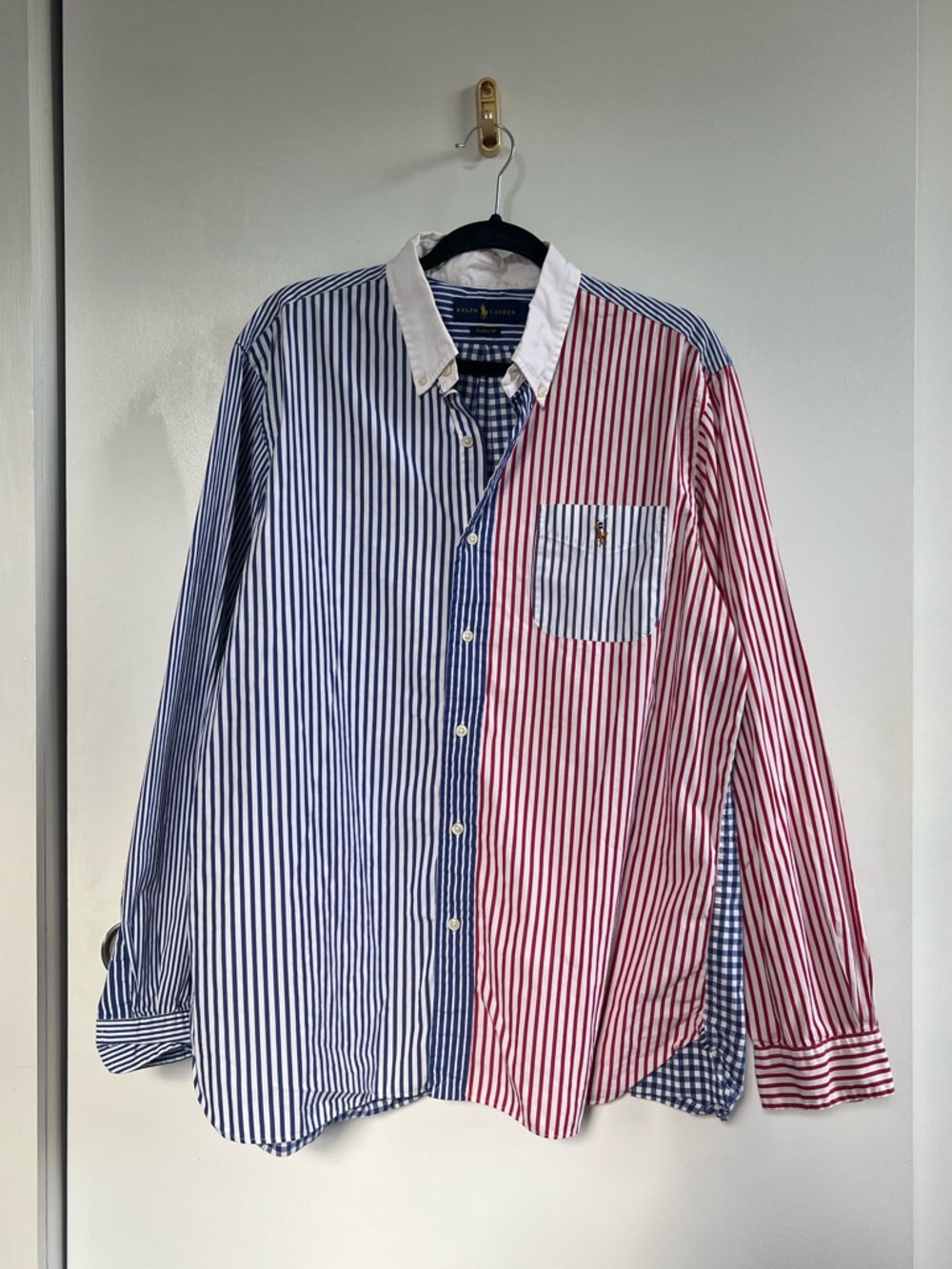 Ralph Lauren Two-Tone Striped and Gingham Button-Down Shirt | Red, White & Blue